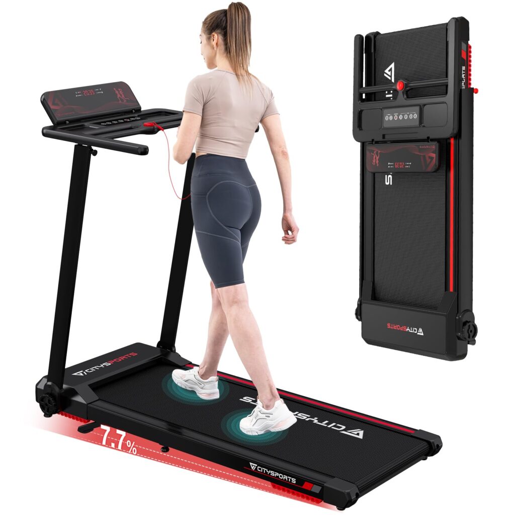CITYSPORTS tapis de course pliable 12 km/h avec affichage LED et app